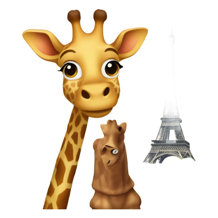 Giraffe standing in front of Eiffel Tower  sticker
