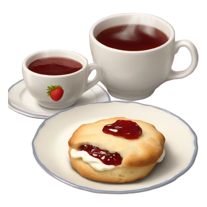 English scone with cream and jam and tea sticker