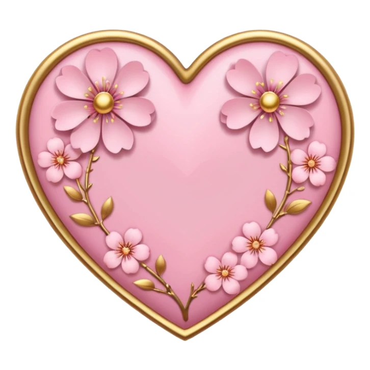sakura heart with gold accents sticker