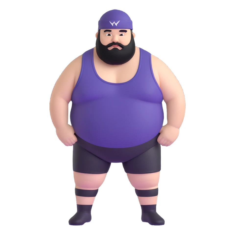 White skin fat guy with black durag and black beard in wrestling singlet sticker