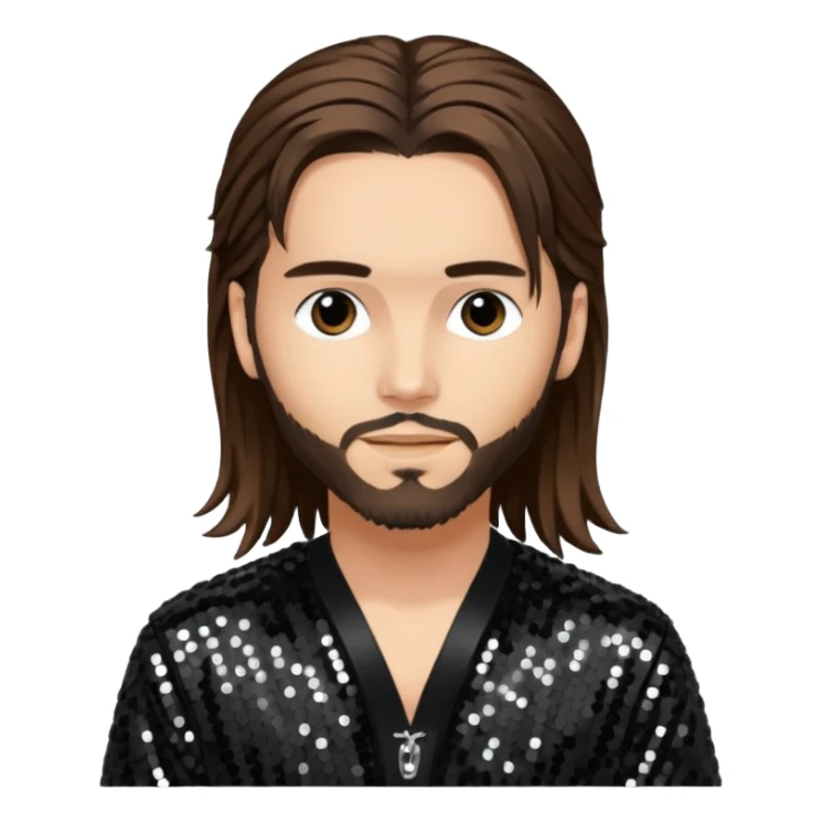 Tom Kaulitz with long brown hair, black sequin outfit  sticker