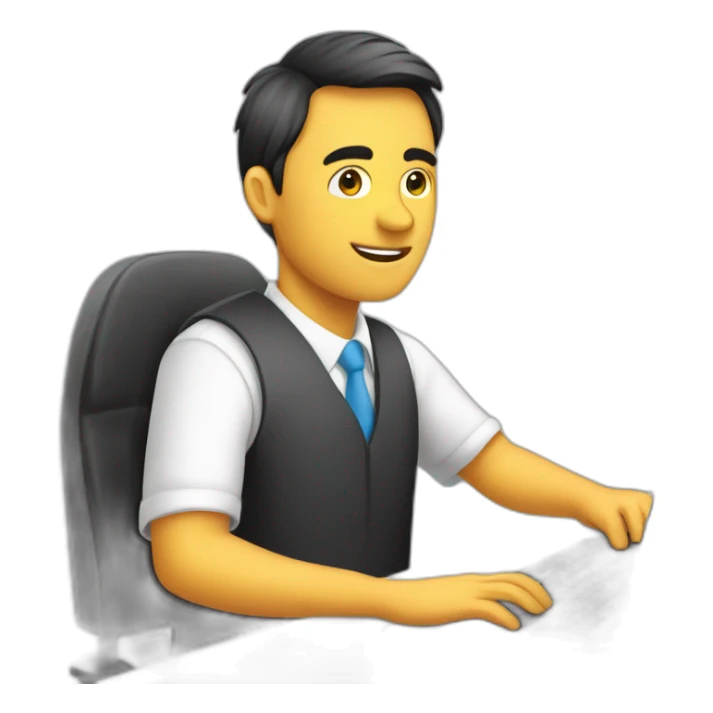 un chico en sentado en la computadora editando sticker