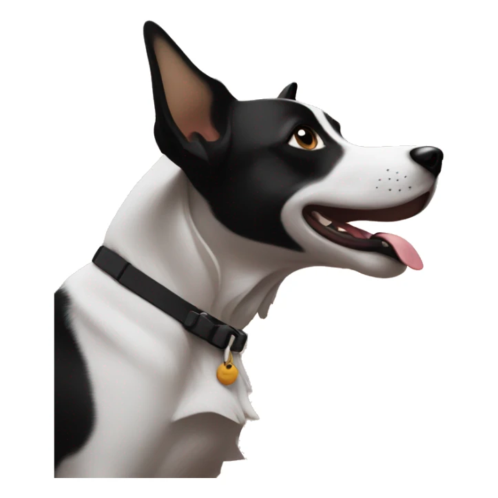 black and white dog barking at the sunset sticker