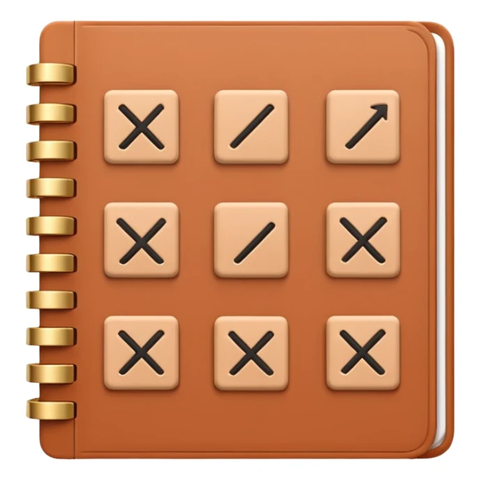 modern elegant planner with checkmarks emoji, 3D style, soft terracotta, beige or pink and gold, clean design sticker