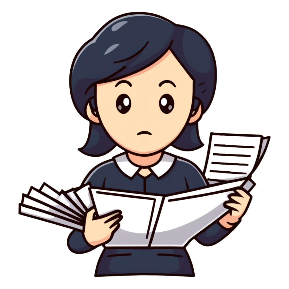 stressed teacher woman with papers sticker