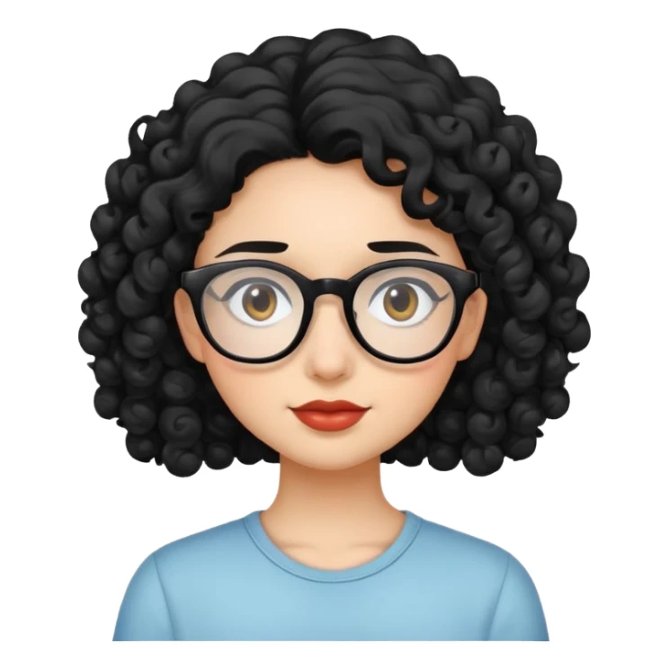 girl with curly black hair and glasses sticker