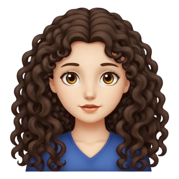 Ragazza carnagione chiara, capelli ricci lunghi, scuri sticker