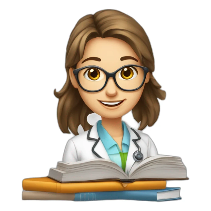 Fille étudiant dans des livres la physique chimie sticker