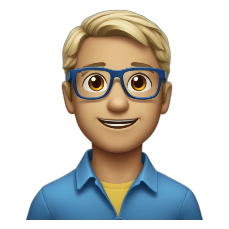 Gilbert Montagné who is 5 years old with blue glasses sticker