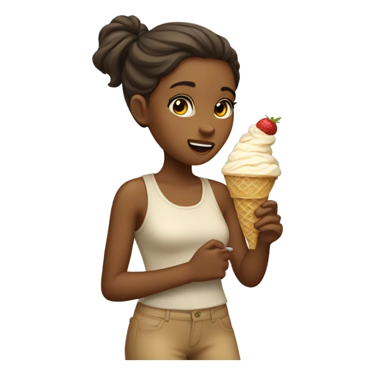 tan girl eating ice cream sticker