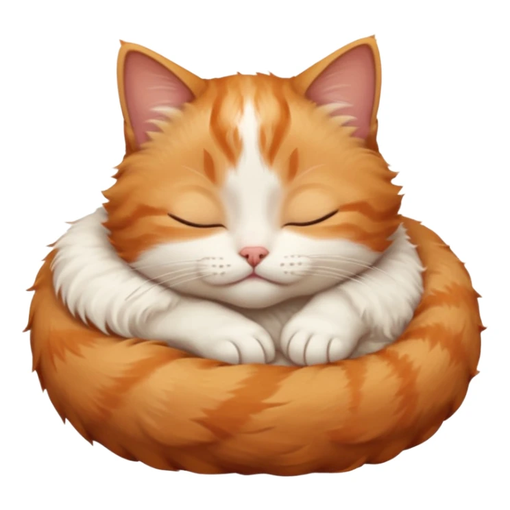 ginger and white small cat curled up with head upside down with eyes closed sticker