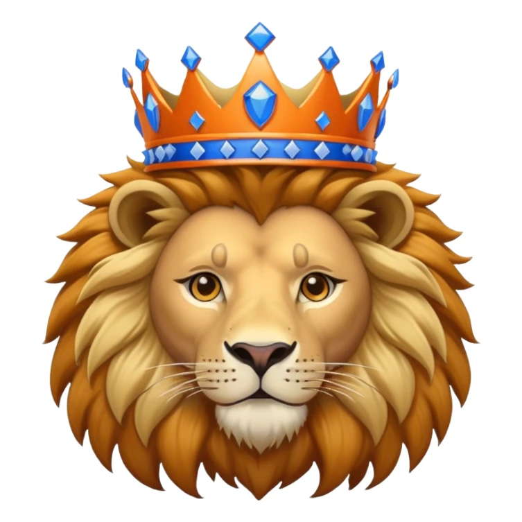A lion wearing a Knicks jersey with a blue crown on his head sticker