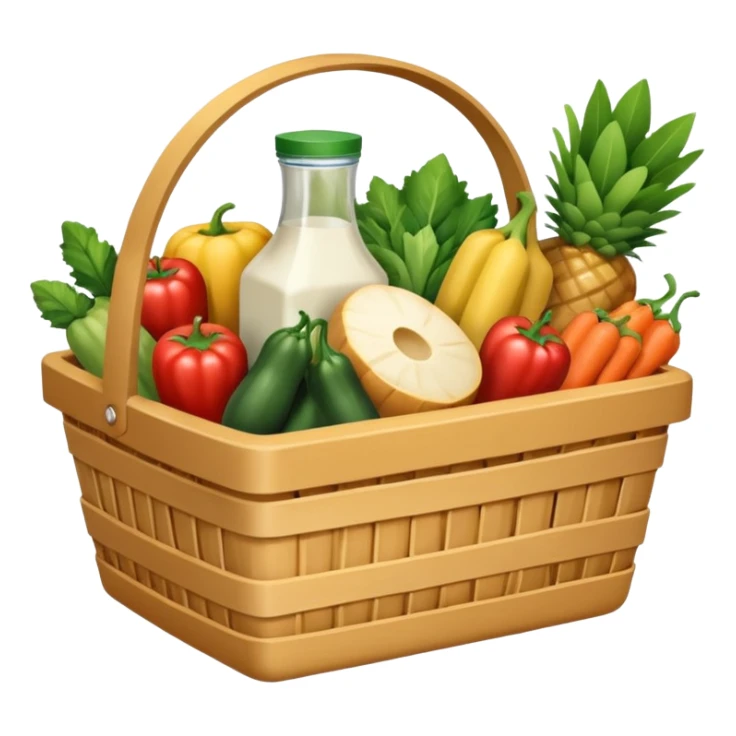 generate an image for grocery products basket excluding vegetables, fruits & dairy products sticker