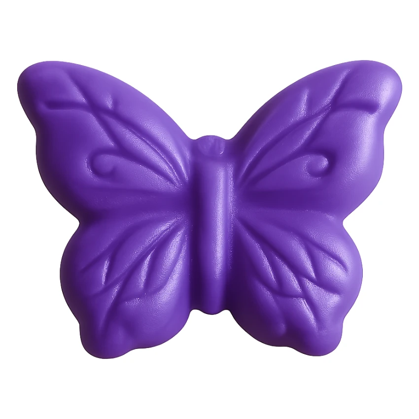 Edit the realistic butterfly-shaped candy to be purple in color. Keep the candy isolated on a transparent background with no visible background. sticker