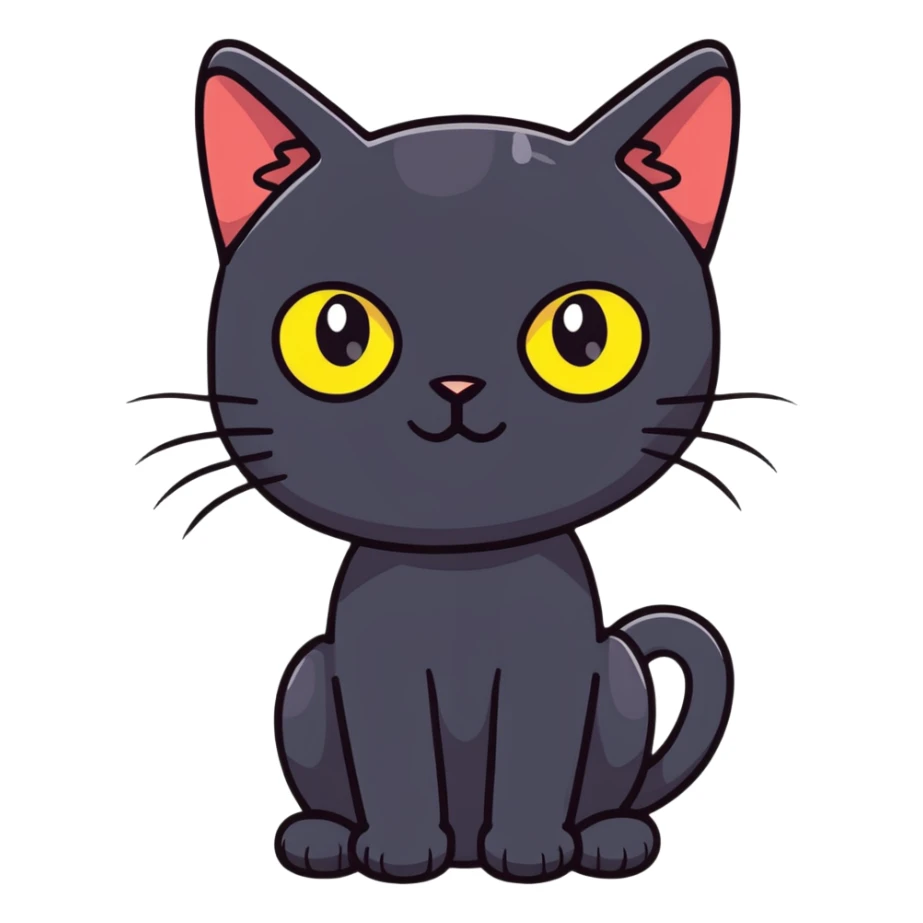 Black cat with yellow eyes  sticker