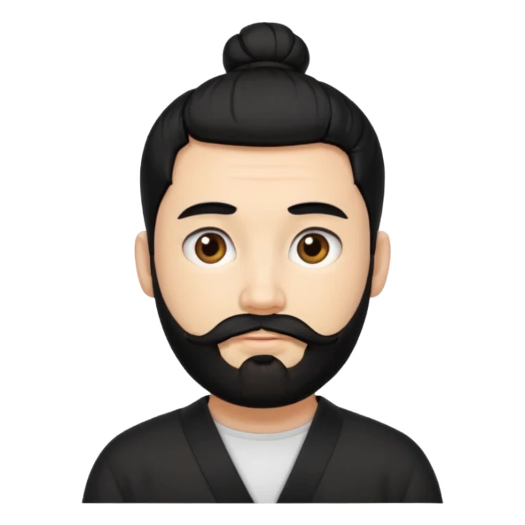 man with a beard and black hair tied in a bun sticker