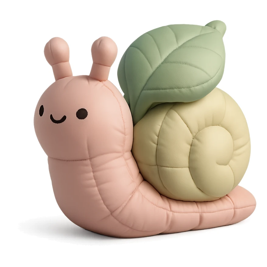 pastel snail with a leaf backpack, kawaii soft nature tone, cushion style sticker