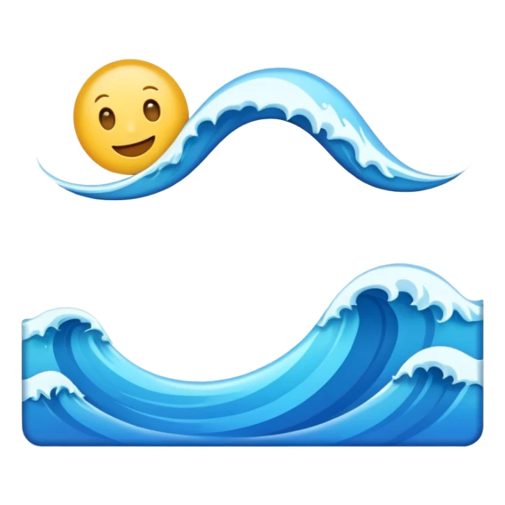 blue ocean wave-shaped photo frame, emoji style sticker
