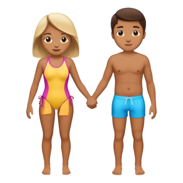pareja en bañador, dados de la mano sticker