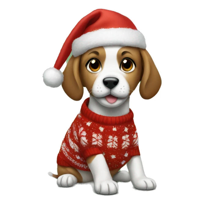 puppy wearing christmas sweater  sticker
