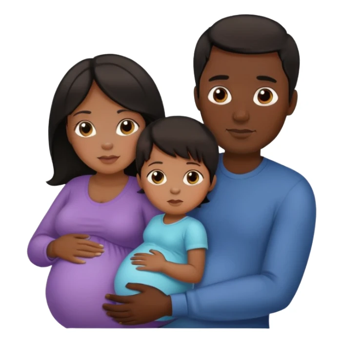 Donna capelli scuri incinta, marito capelli scuri e bambino capelli scuri sticker