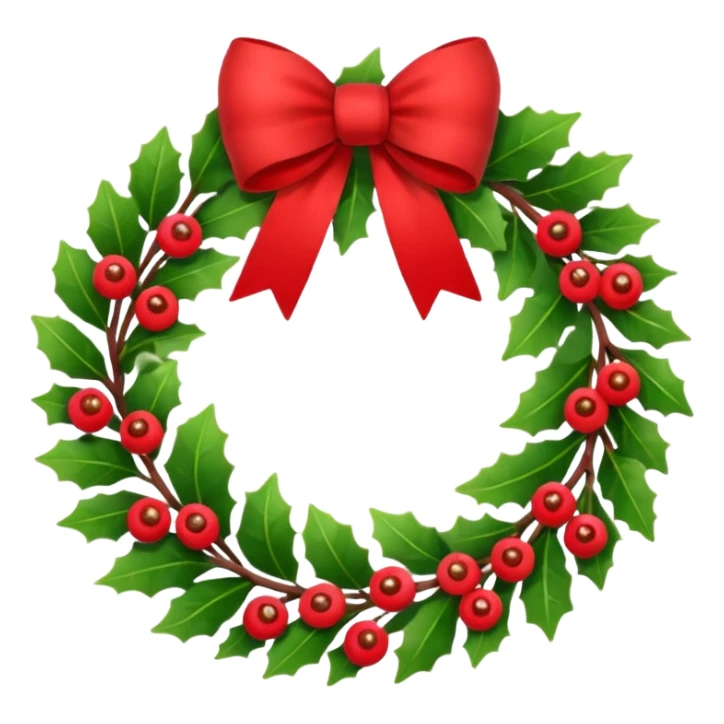Christmas wreath with red berries and red bow sticker