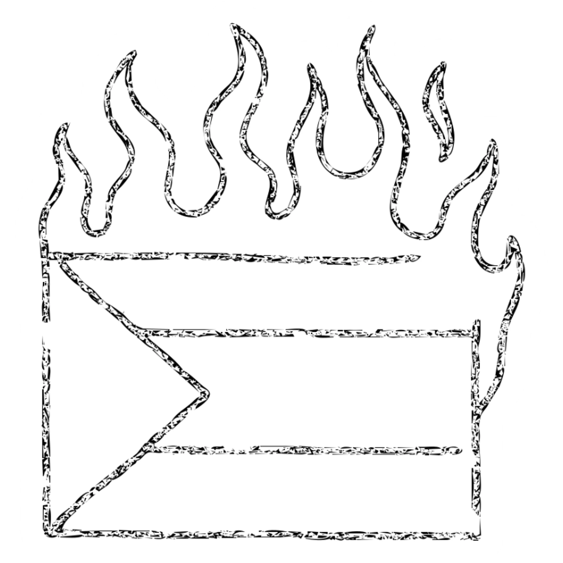 hand-drawn outline of the Palestine flag with burning effect sticker