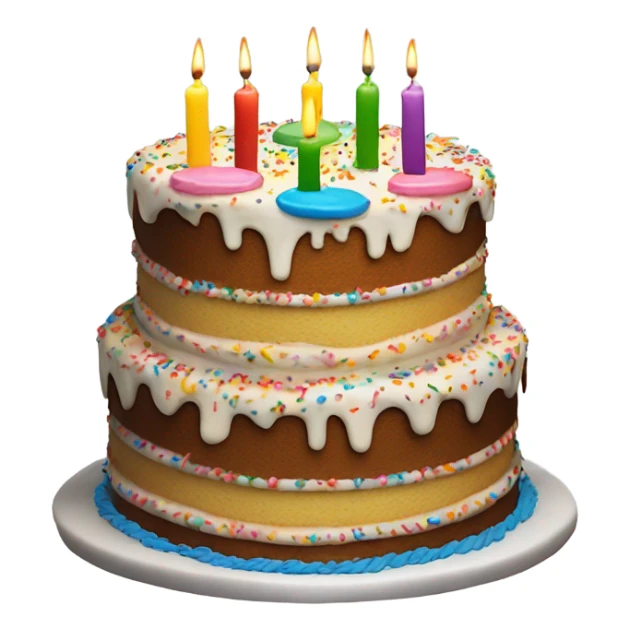 Realistic tiered colorful birthday cake  sticker