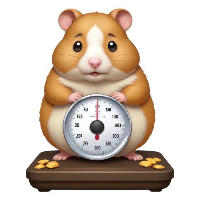 fat hamster big belly stepping on a broken scale looking guilty sticker