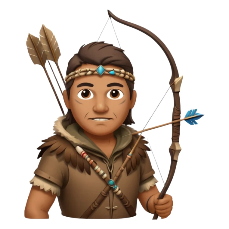 The classic middle-aged hunter with a bow and arrow on his back, dressed in brown with decorations made of feathers or bone teeth sticker