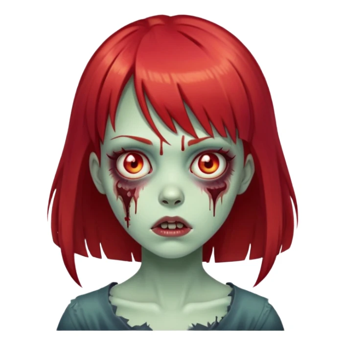red hair zombie girl with bangs sticker