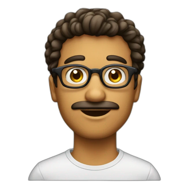 homem pardo de oculos redondo olhos castanhos claros cabelo preto cabelo ondulado  sticker