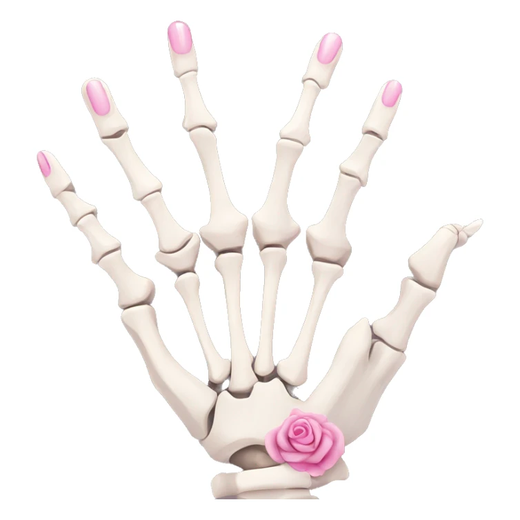 Pretty skeleton 5 fingers hand with pink nails manicure girly design but stylish minimalistic sticker