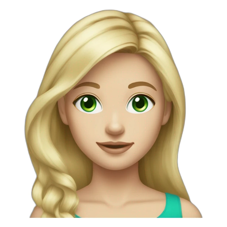 cute blonde green eyes caucasian daughter teal top sticker