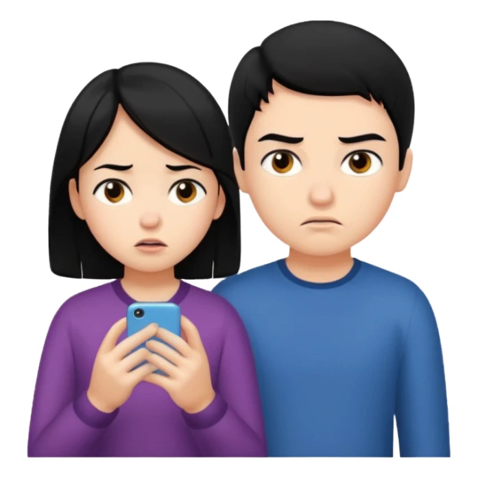 girl black hair ignore boy sticker