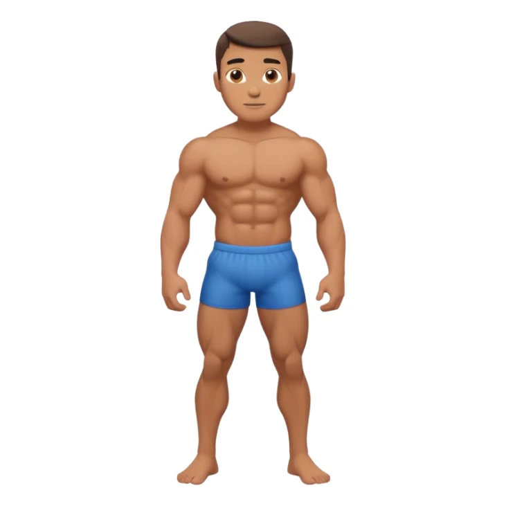 Shirtless buff guy posing but his legs are very small sticker