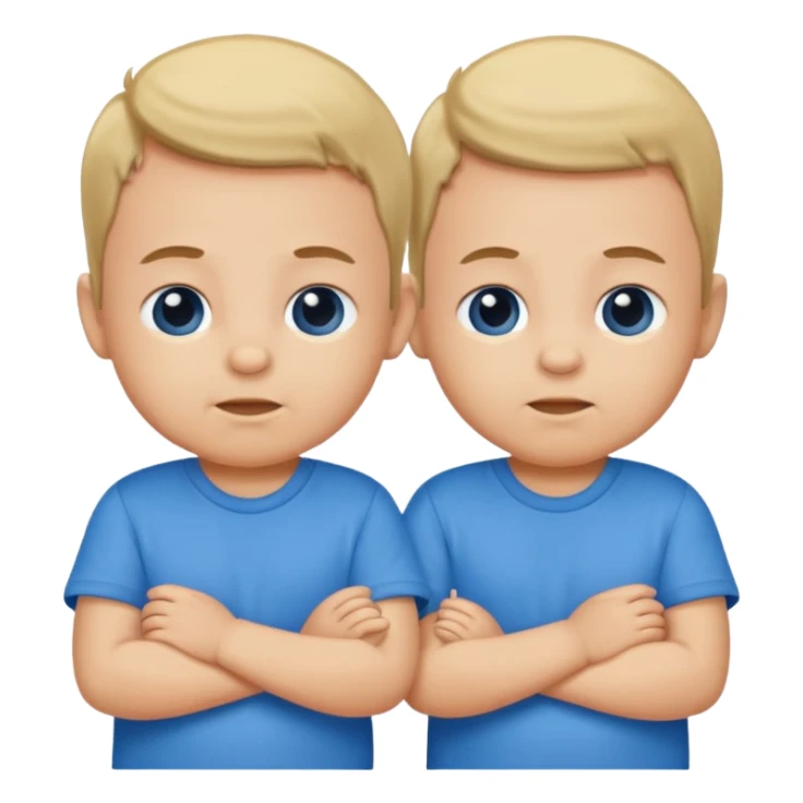 Twin baby boys with blue shirts on sticker