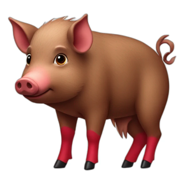 Wild pig with big red velvet shoes sticker