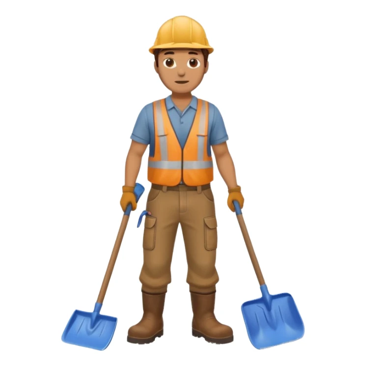 Landscaping company worker, shoveling, full body sticker