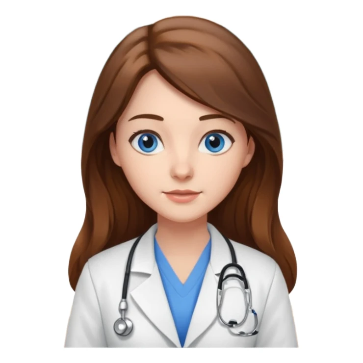 pretty female nursing student with long brown hair, blue eyes inside a classroom at university sticker