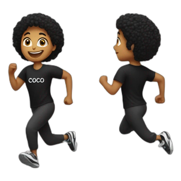 person running with a black tshirt ans the word COCO in white sticker