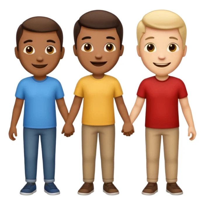 emoji trio três homens juntos de mãos dadas sticker