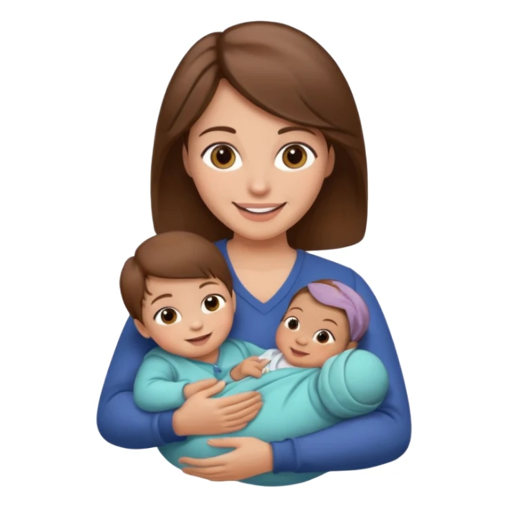 Mother holding 1 infant brown hair fair skin sticker