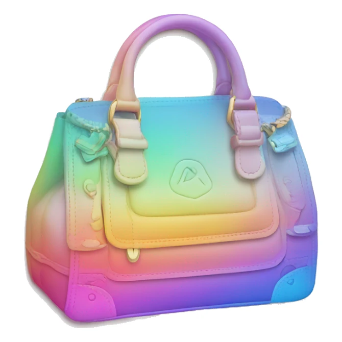Luxury purse with logos in pastel rainbow color gradients  sticker