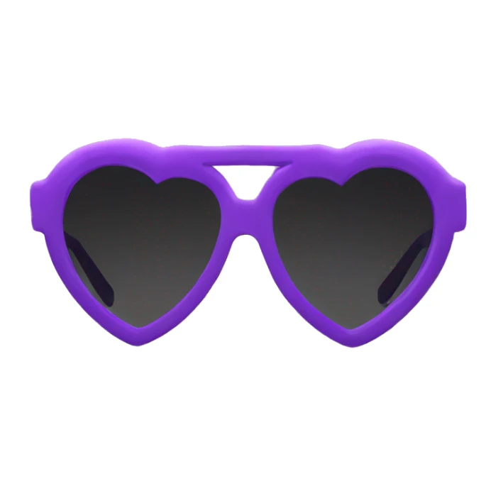 Purple heart shaped sunglasses with black lens sticker