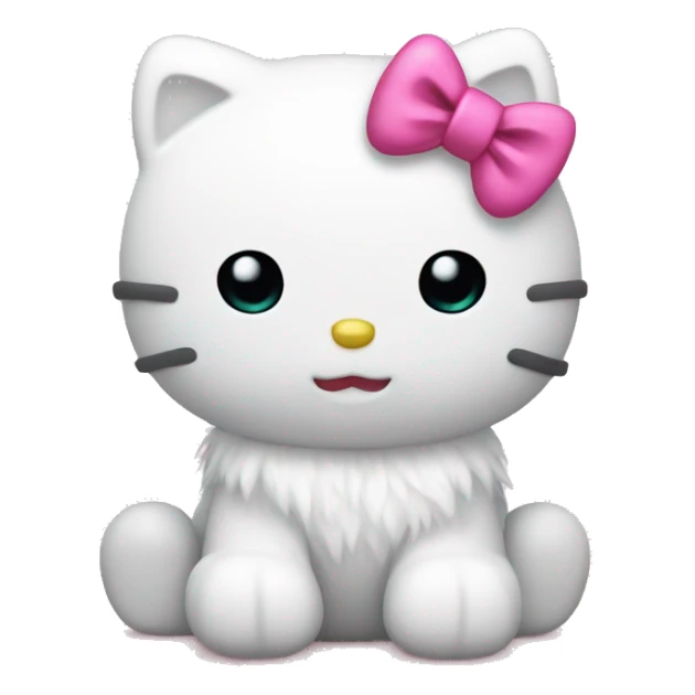 White fur Hello kitty with pink ribbon sticker