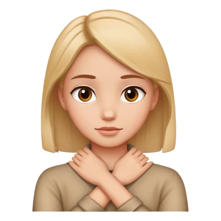 girl with her hands crossed around her neck sticker