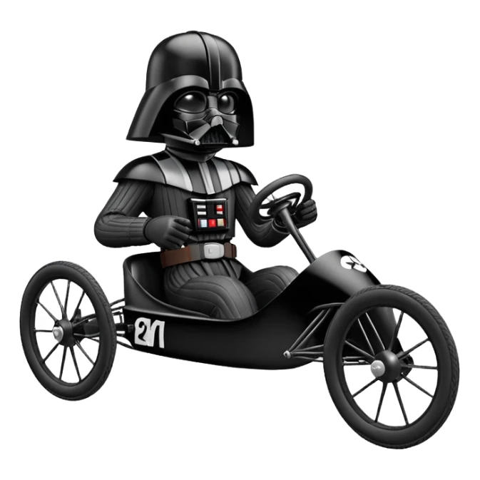 Darth Vader’s racing retro cyclekart with advanced rugged suspension and steering  sticker