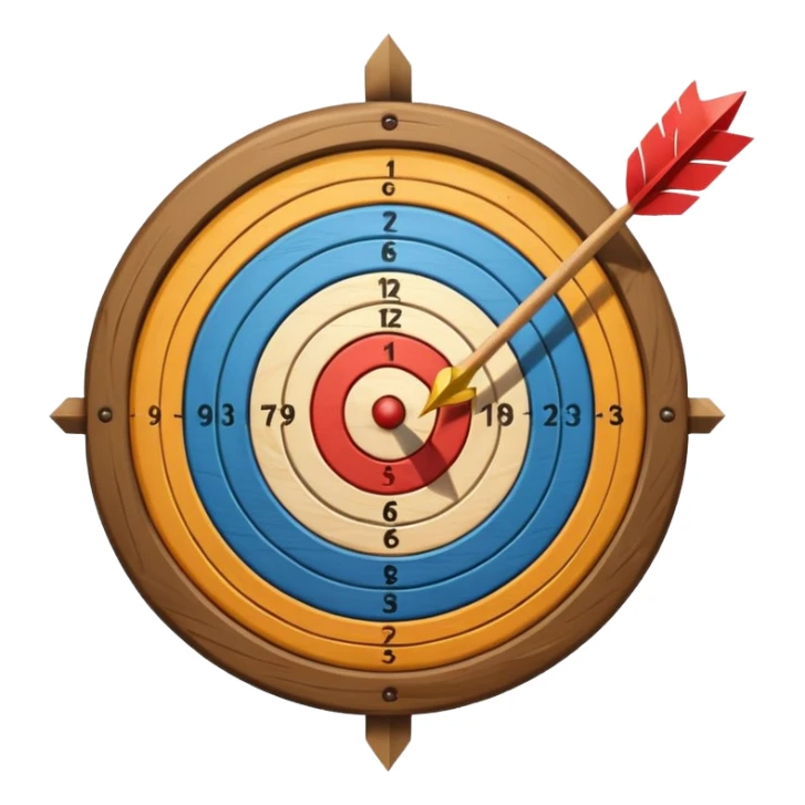 A target with an arrow in the center sticker