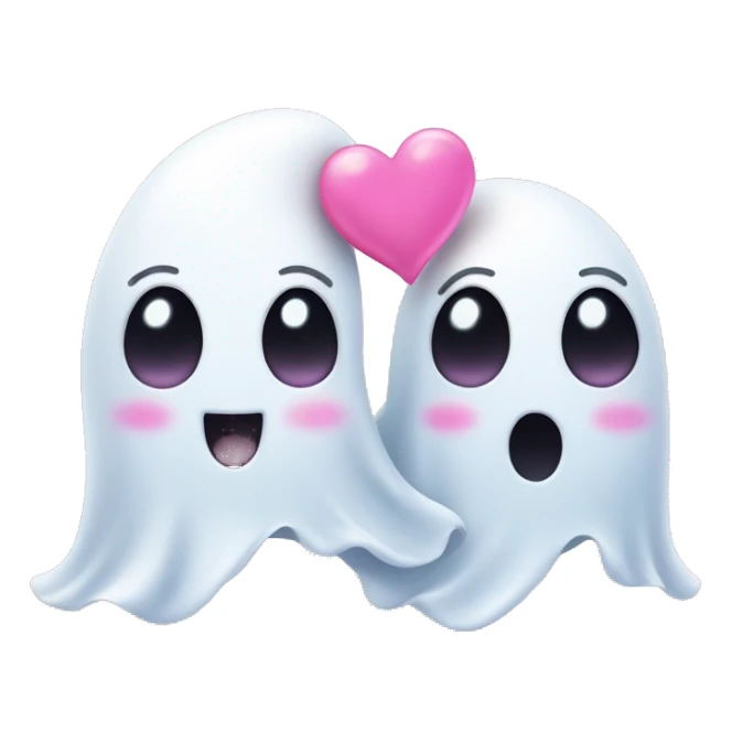 Two cute Ghost Friends with pink Little Hearts  sticker